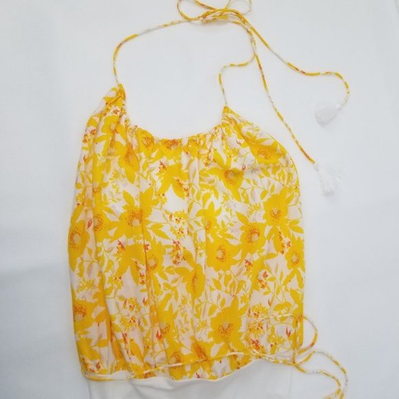 Free People Liza Halter Bodysuit Ivory Yellow NWT - Picture 3 of 7